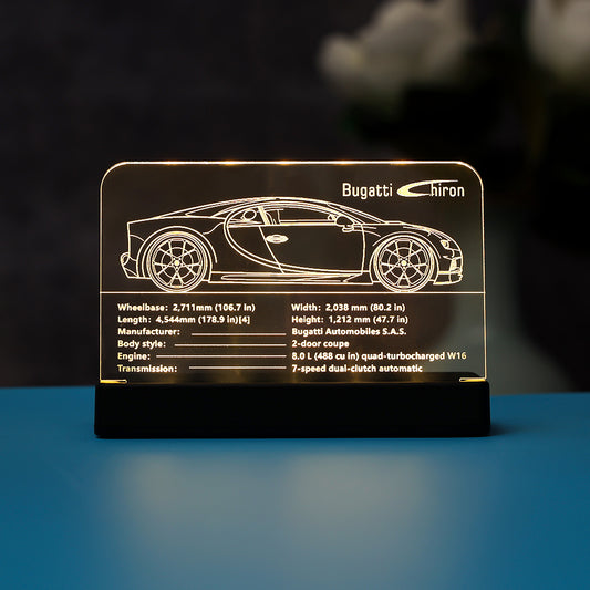 LED Light Acrylic Nameplate for Bugatti Chiron #42083
