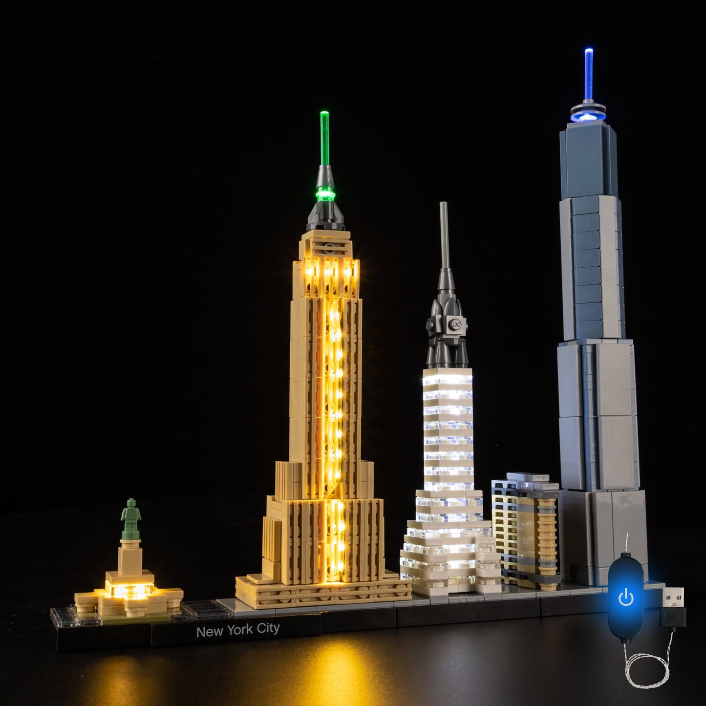 Light Kit For LEGO New York City Touch Version 21028 - 1-on-TVB (lights on)