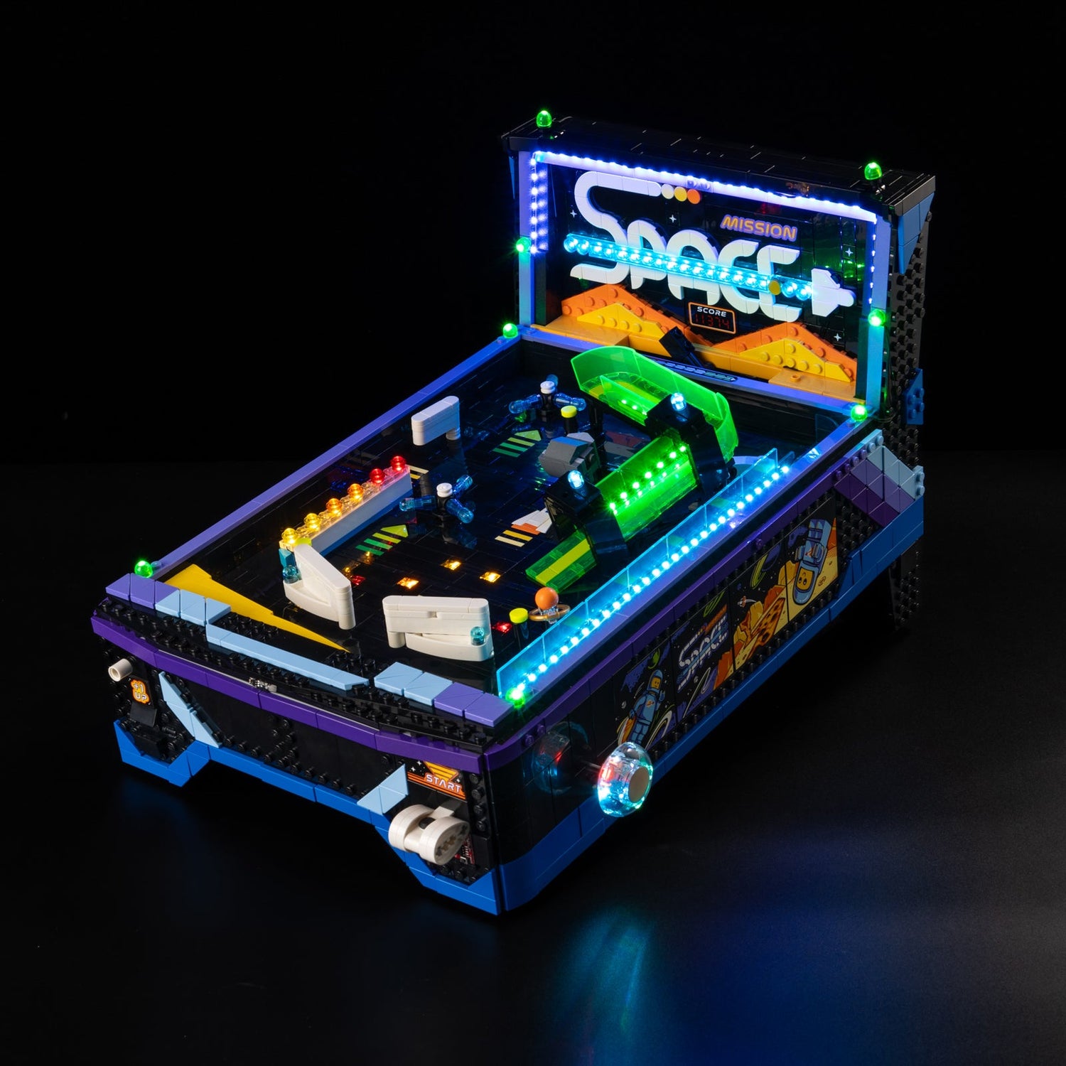 Light Kit For LEGO Arcade Pinball Machine 11374 - 1-on-blue (lights on)