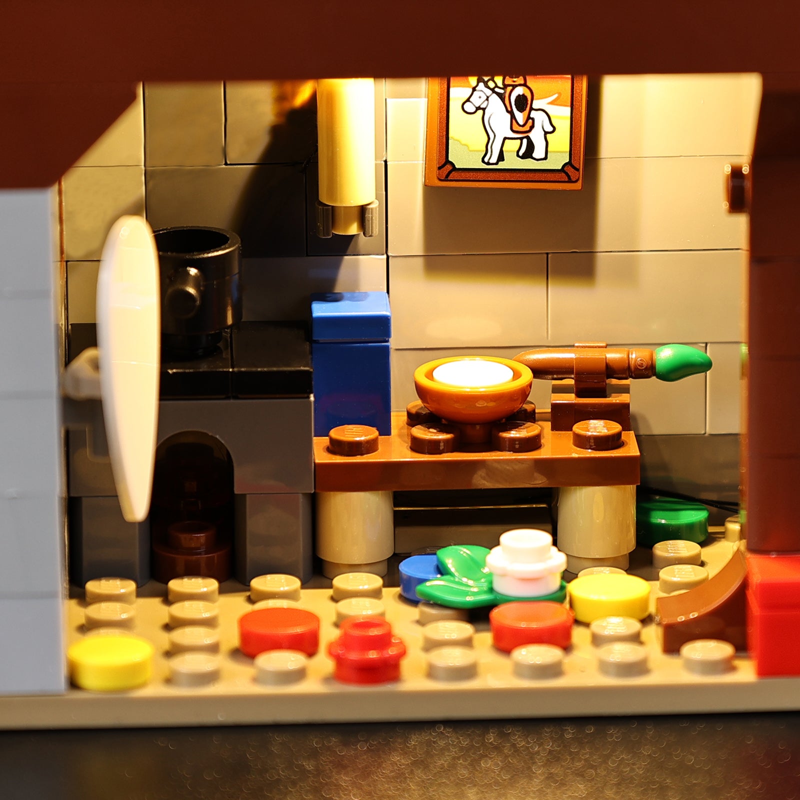 LED accent lighting detail for LEGO Medieval Town Square 10332