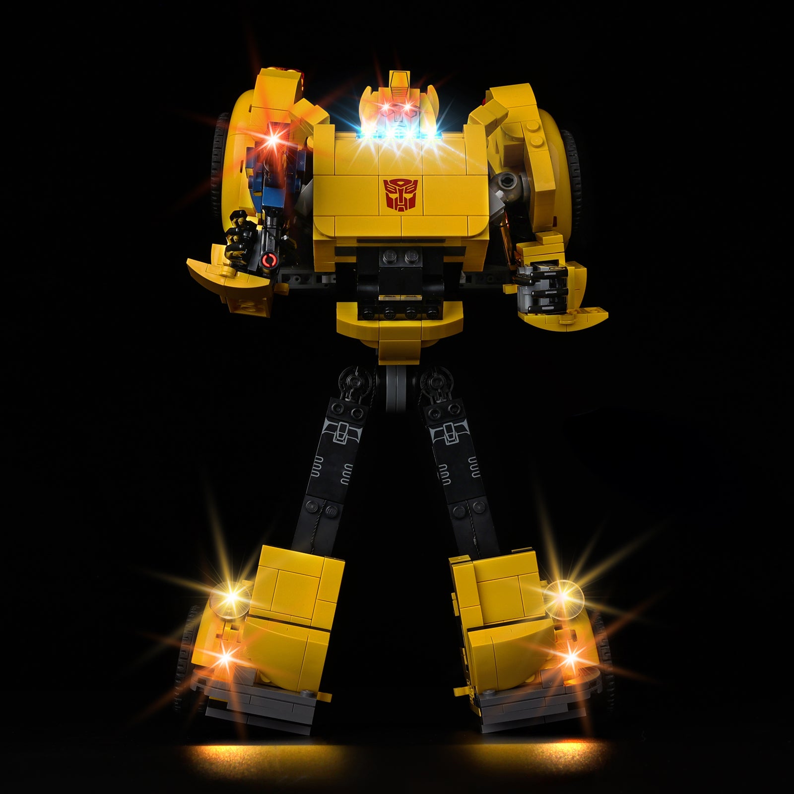 Kyglaring LED light detail on LEGO Bumblebee 10338 - macro shot
