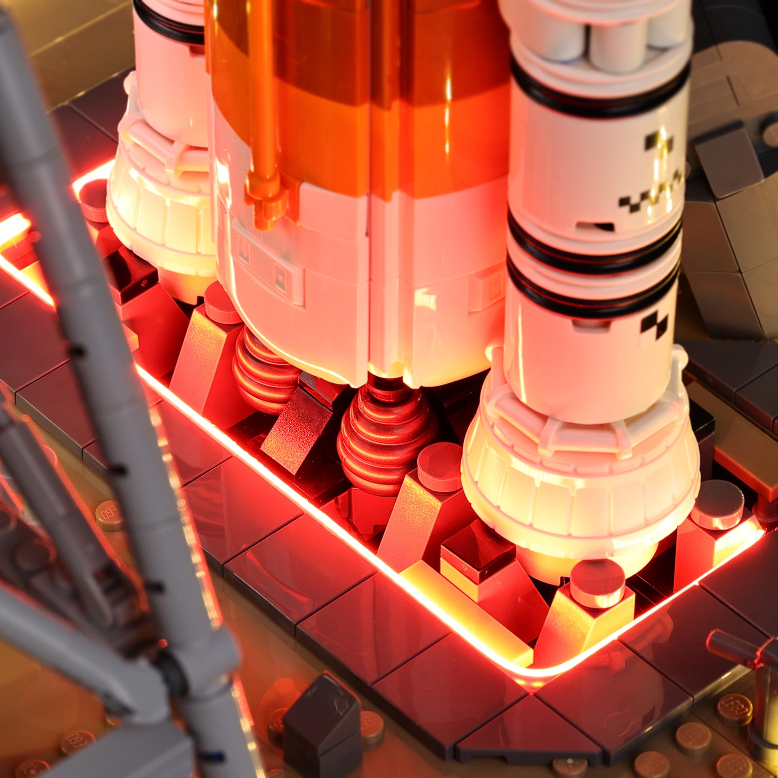 Close-up LED installation on LEGO Artemis SLS 10341