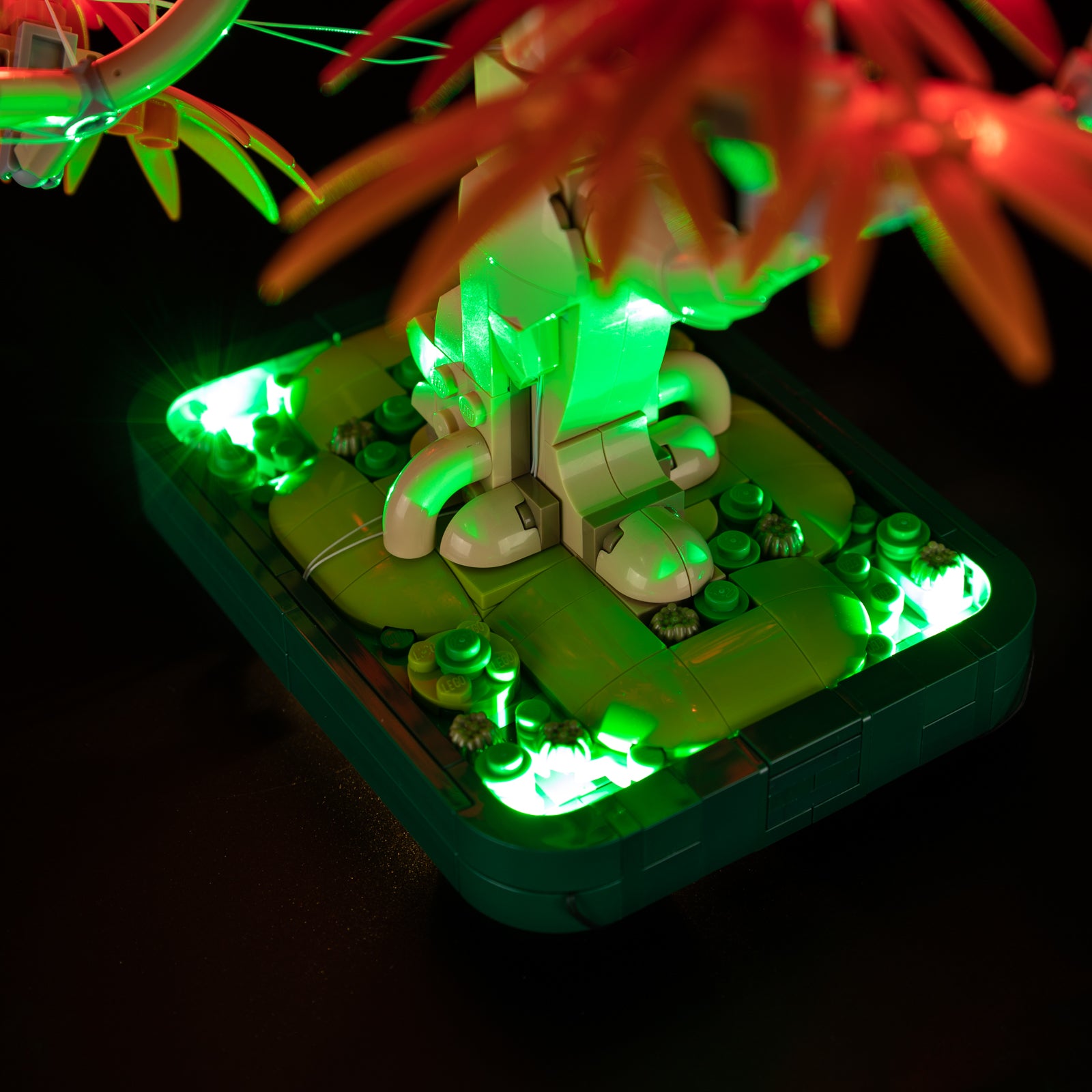 Kyglaring Light Kit for LEGO Japanese Red Maple Bonsai Tree 10348 - Detail View (LED close-up)