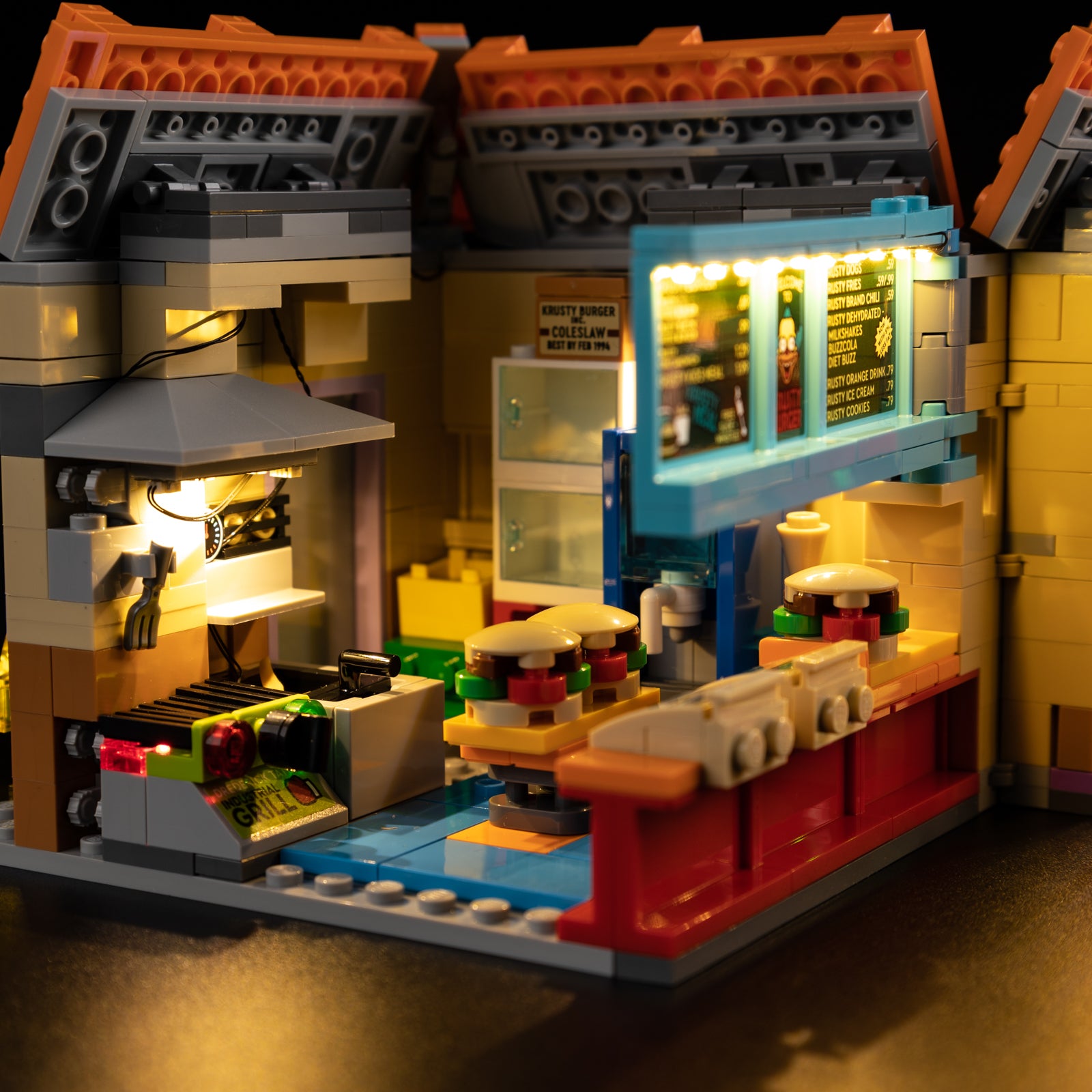 Kyglaring Light Kit for LEGO The Simpsons: Krusty Burger 10352 - Detail View (LED close-up)