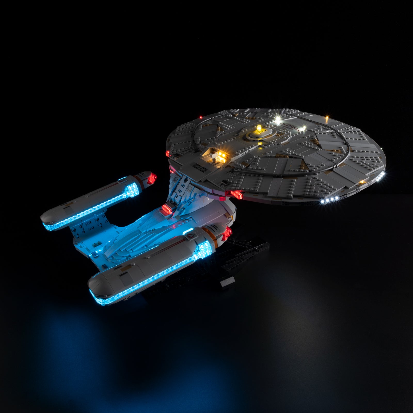 Top view of the Star Trek: U.S.S. Enterprise NCC-1701-D™ with lights set