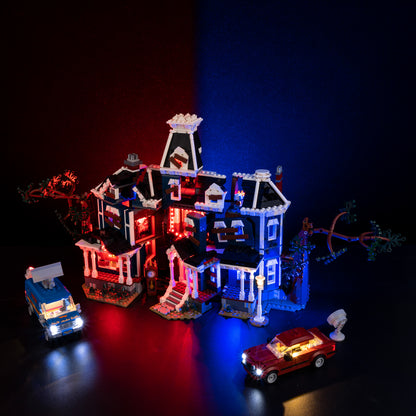 Top view of the Stranger Things: The Creel House with lights set