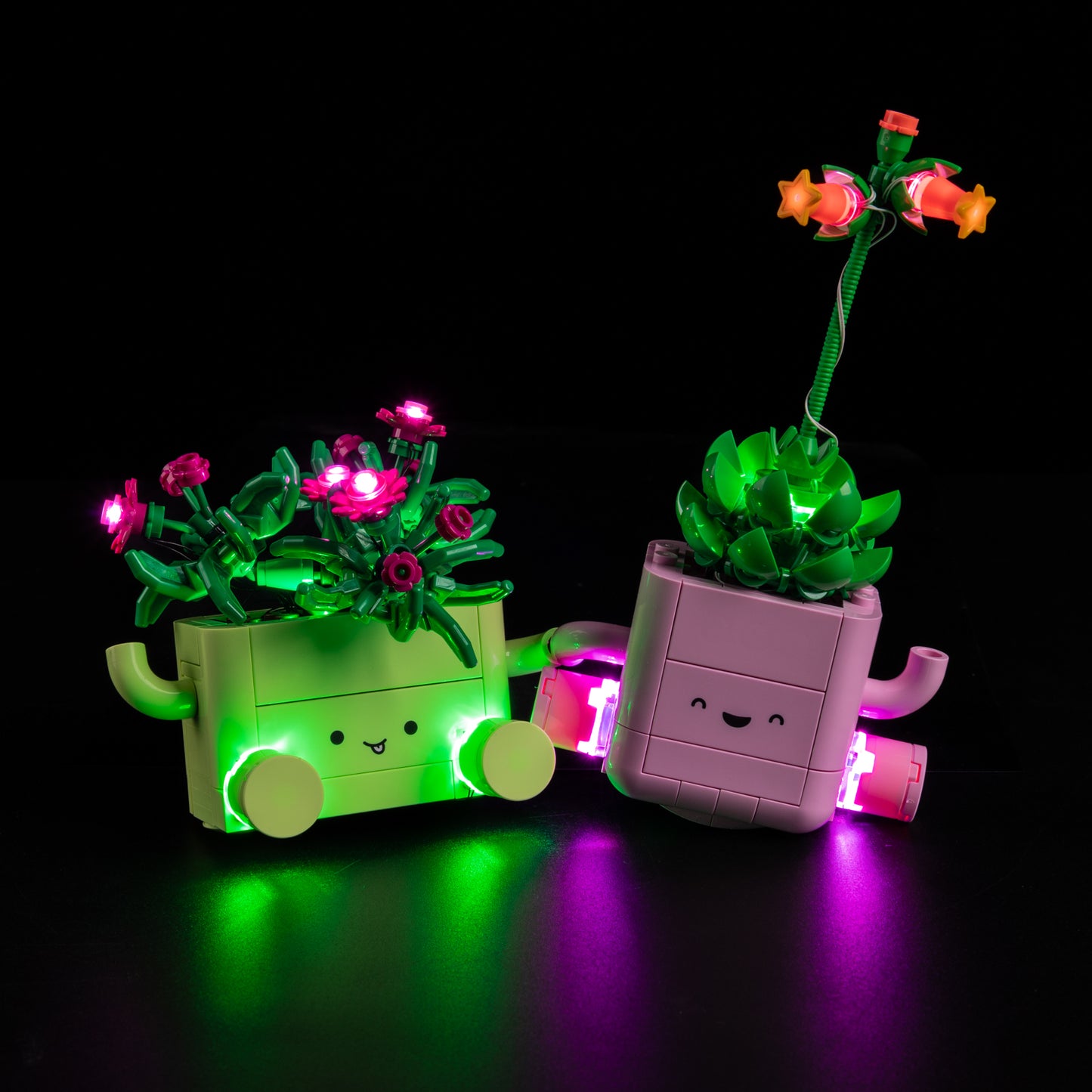 Front view of the assembled Rocking Plants LEGO lighting