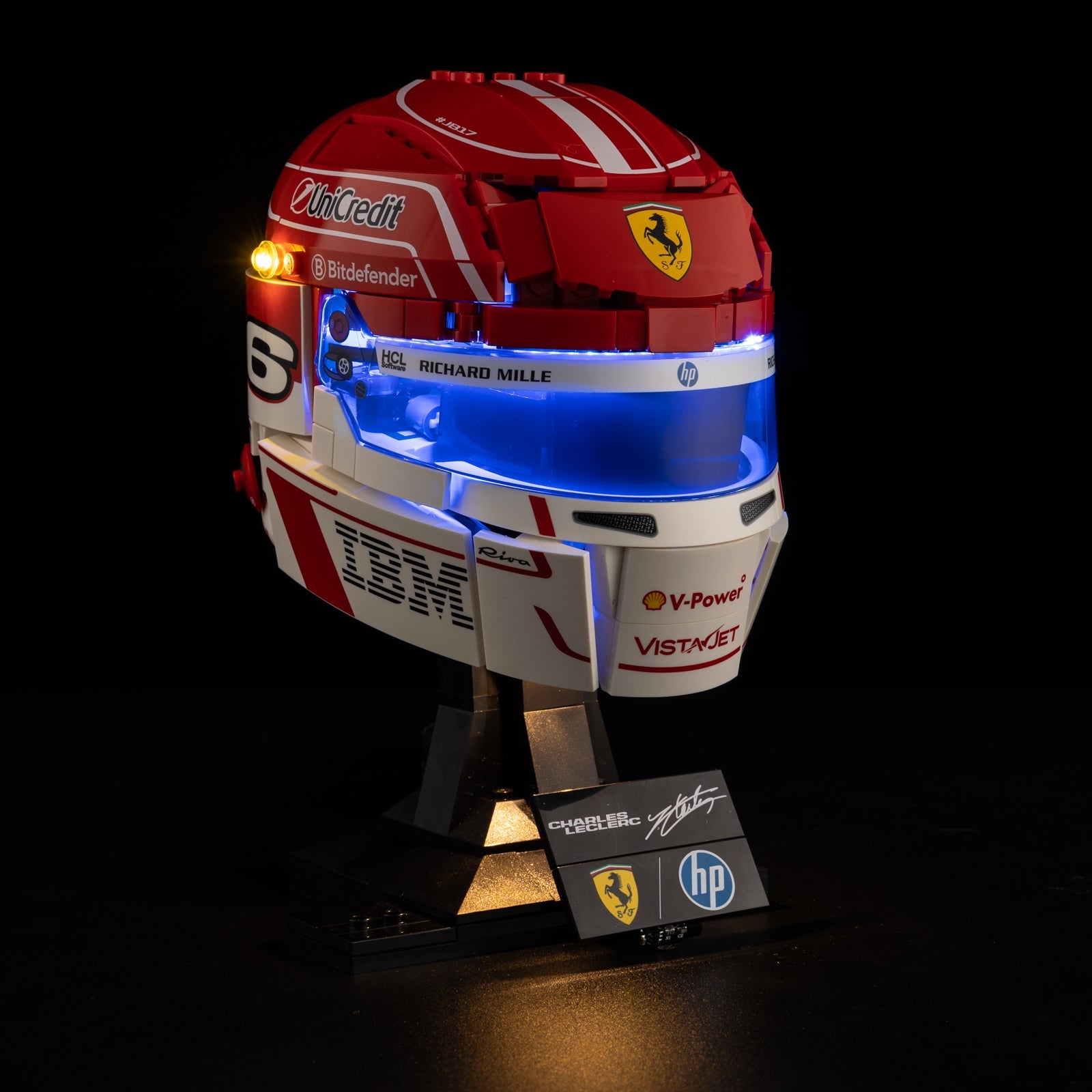 Light Kit For LEGO Charles Leclerc Helmet 43014 - 2-on-blue