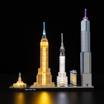 Front view of the assembled New York City LEGO lighting