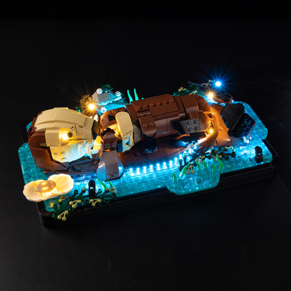 Front view of the assembled Floating Sea Otters LEGO lighting
