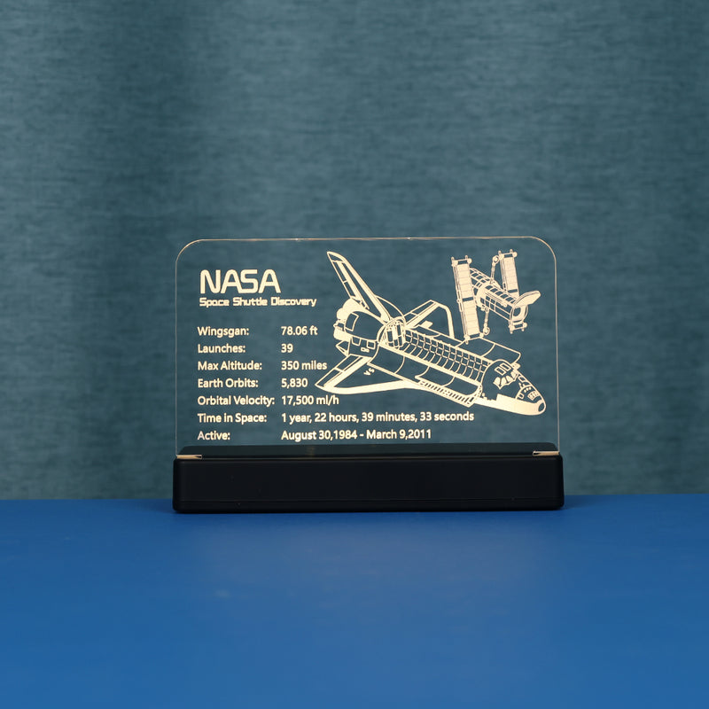 LED Acrylic Nameplate Nameplate for NASA Space Shuttle Discovery