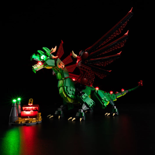 Light Kit For LEGO Medieval Dragon 31161 - 31161-Medieval-Dragon-1-on (lights on)