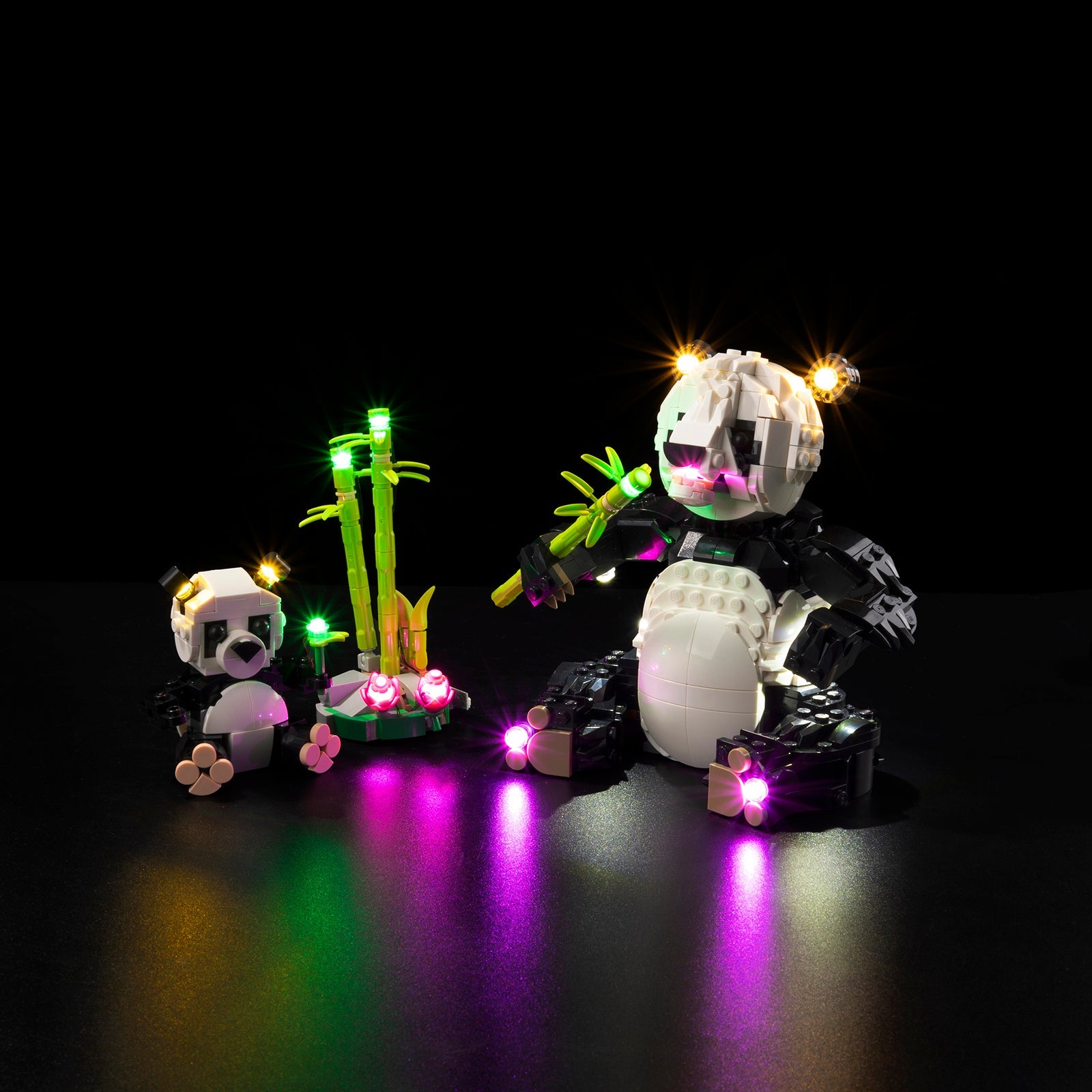 Light Kit For LEGO Wild Animals Panda Family 31165 - 31165-Wild-Animals-Panda-Family-1-on (lights on)