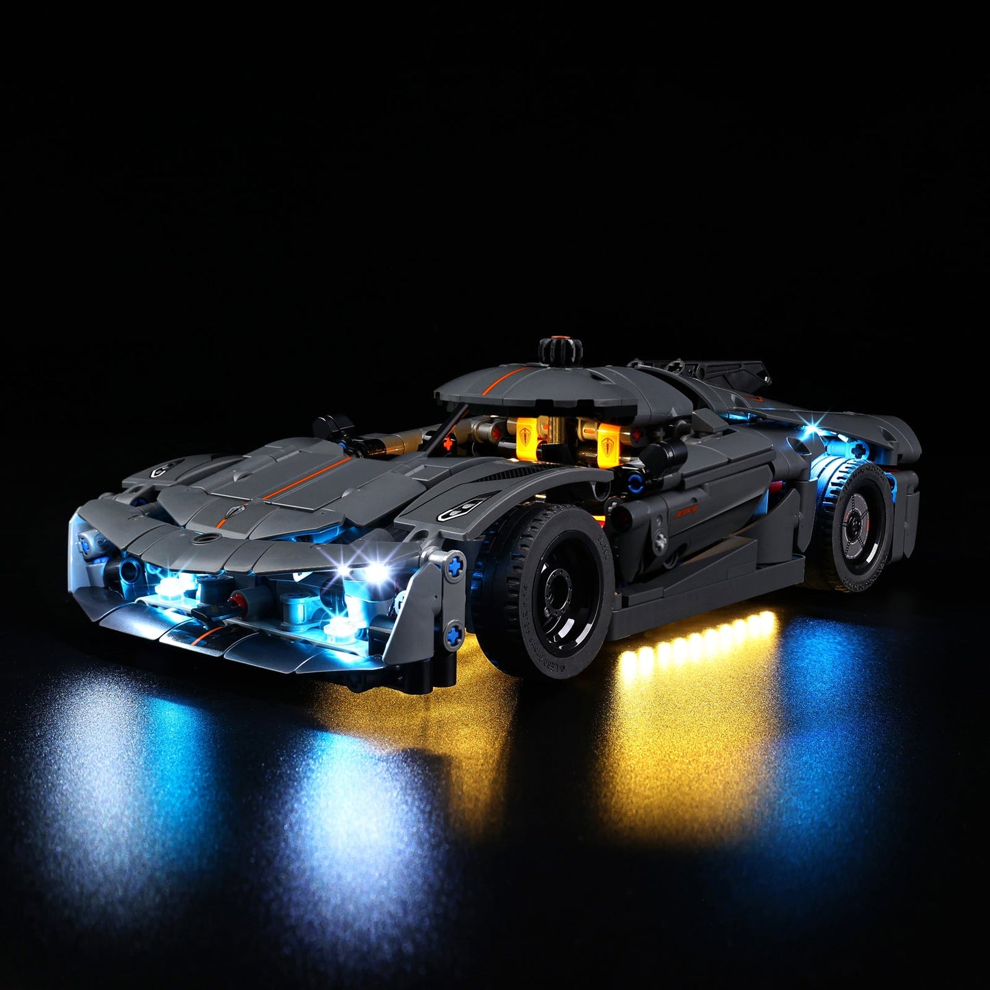 Light Kit For LEGO Koenigsegg Jesko Absolut Grey Hypercar 42173 - 42173-Koenigsegg-Jesko-Absolut-Grey-Hypercar-1-on (lights on)