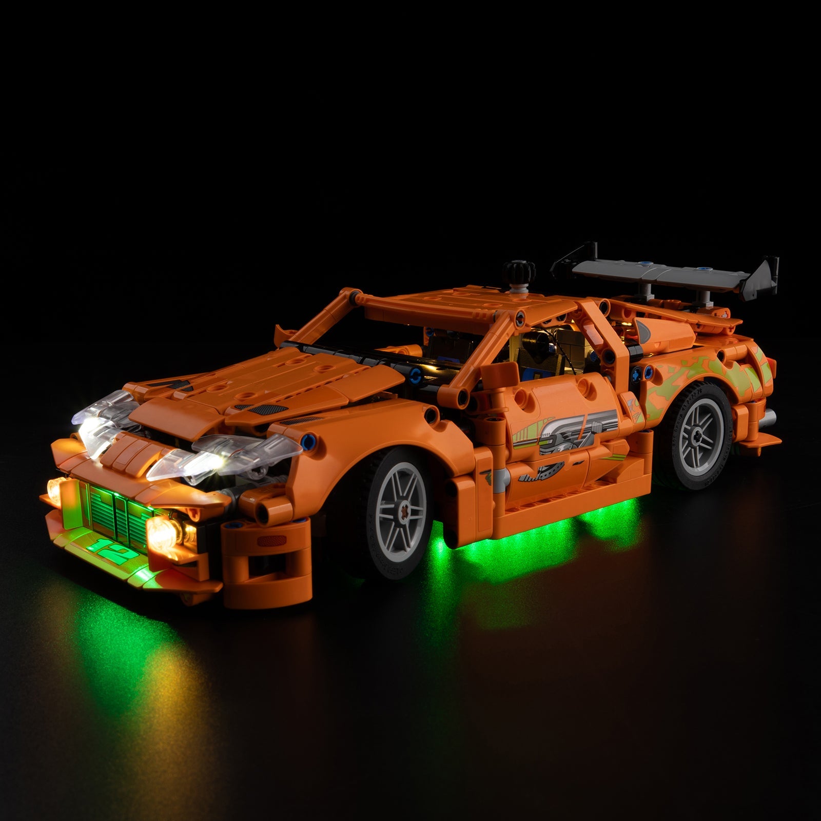 Light Kit For LEGO Fast and Furious Toyota Supra MK4 42204 - 42204-1-on (lights on)