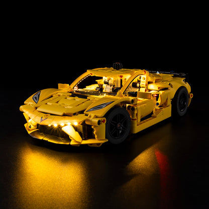 Light Kit For LEGO Chevrolet Corvette Stingray 42205 - 42205-1-on (lights on)
