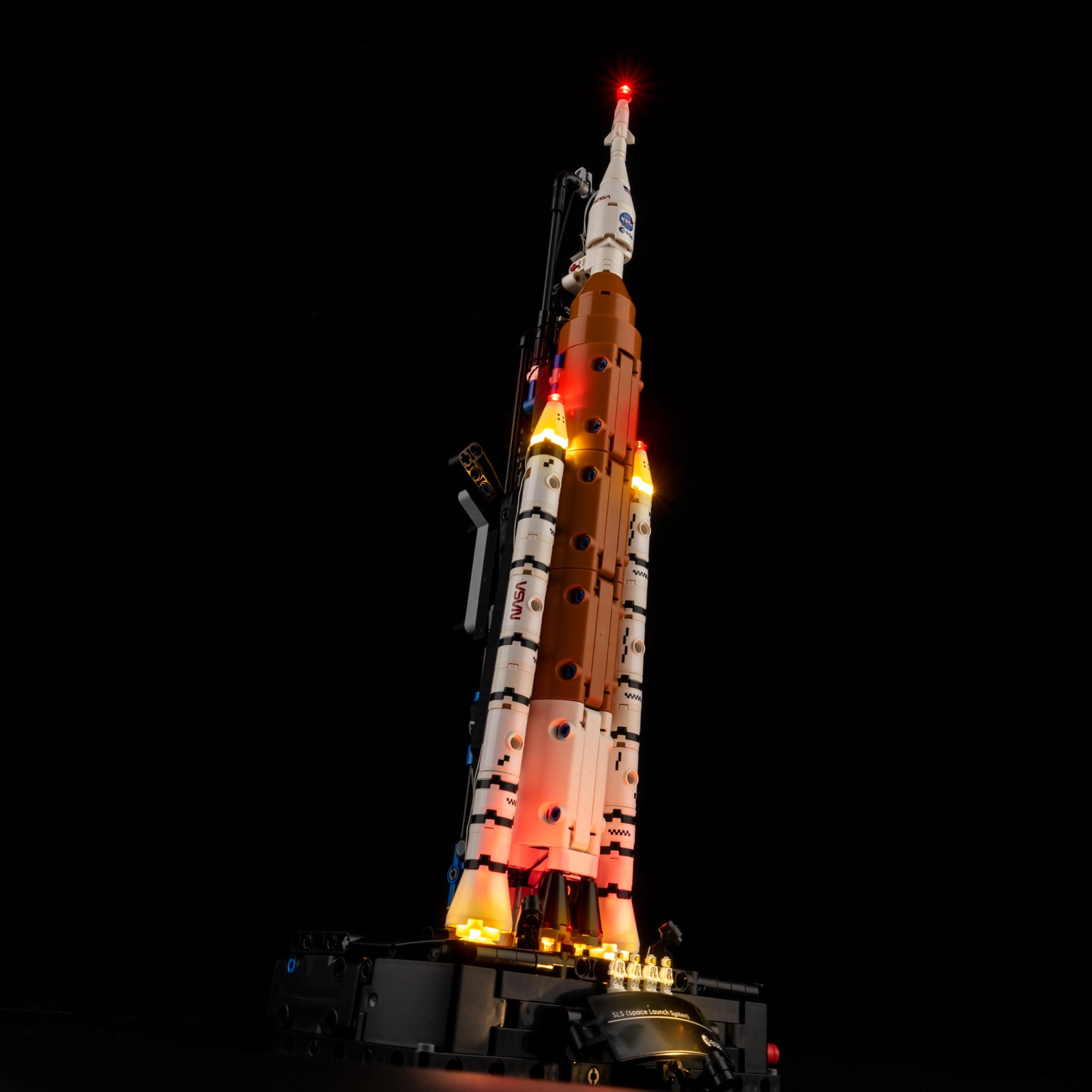 Low angle view of Technic™ NASA Artemis Space Launch System Rocket