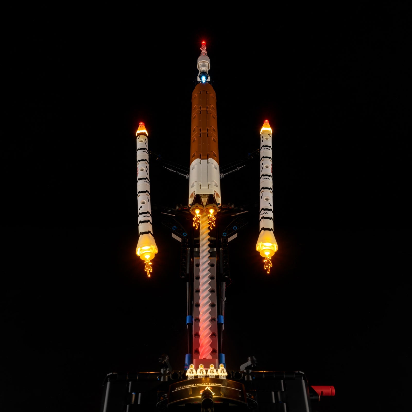Light Kit for LEGO NASA Artemis Space Launch System Rocket 42221 - core stage detail with warm base illumination