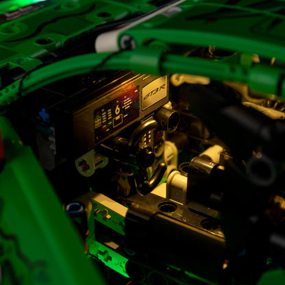 Light Kit for LEGO Porsche 911 GT3 R REXY AO Racing Car 42224 - rear wing detail with green underglow effect