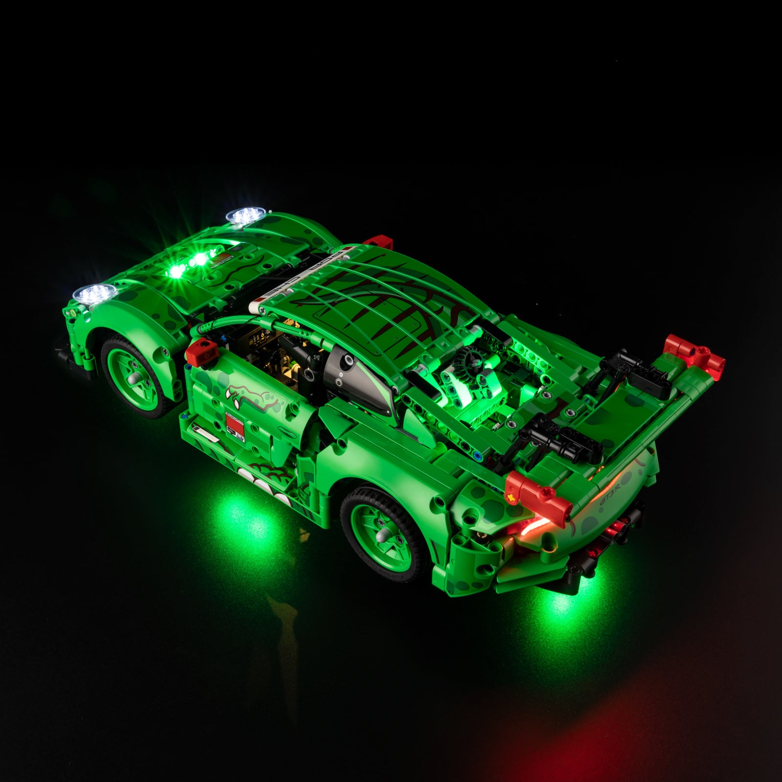 Top view of the Porsche 911 GT3 R REXY AO Racing Car with lights set