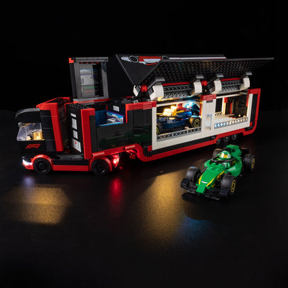 Light Kit For LEGO F1 Truck with RB20 and AMR24 F1 Cars 60445 - 60445-F1-Truck-with-RB20-and-AMR24-F1-Cars-3-on