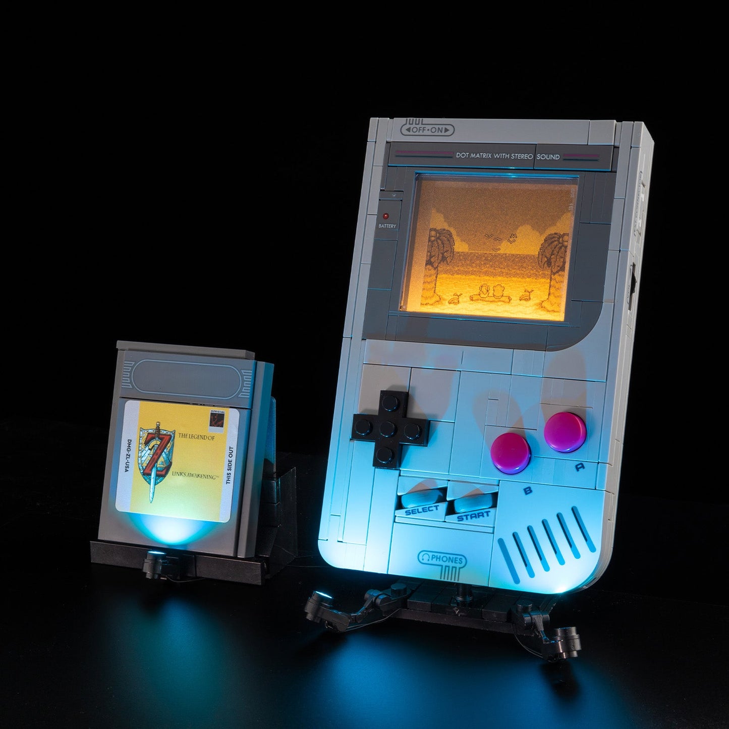 Light Kit For LEGO Game Boy 72046 - 72046-Game-Boy-Game-Boy-1-on (lights on)