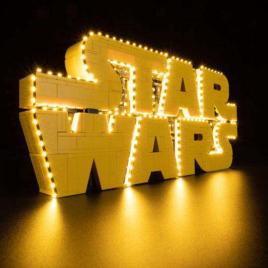 Light Kit For LEGO Brick-Built Star Wars Logo 75407 - 75407-Brick-Built-Star-Wars-Logo-Brick-Built-Star-Wars-Logo-Brick-Built-Star-Wars-Logo-Brick-Built-Star-Wars-Logo-Brick-Built-Star-Wars-Logo-1-on (lights on)