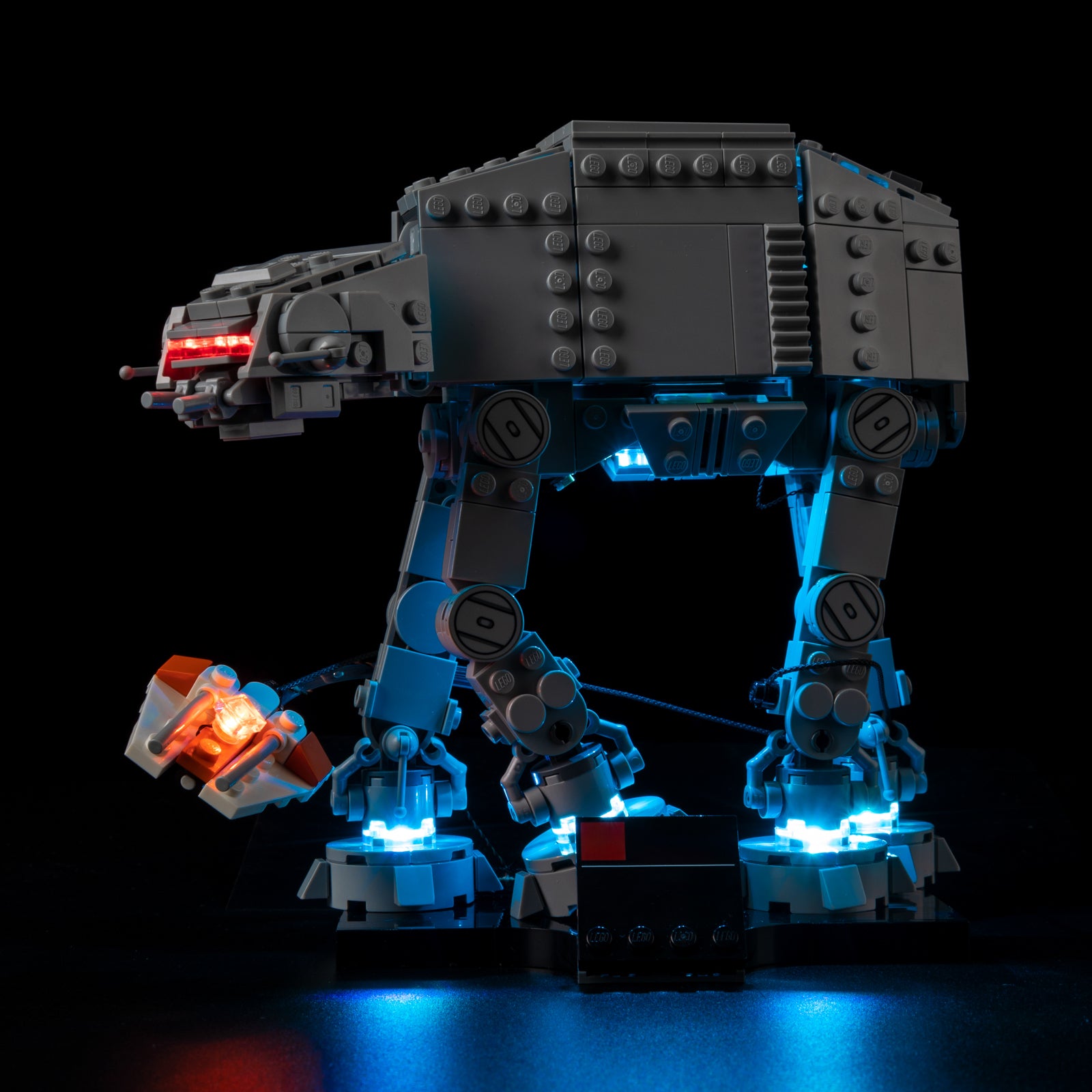 Front view of the assembled AT-AT™ LEGO lighting