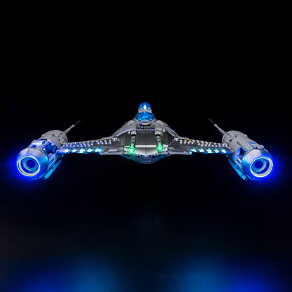 Front view of the assembled The Mandalorian's N-1 Starfighter™ LEGO lighting