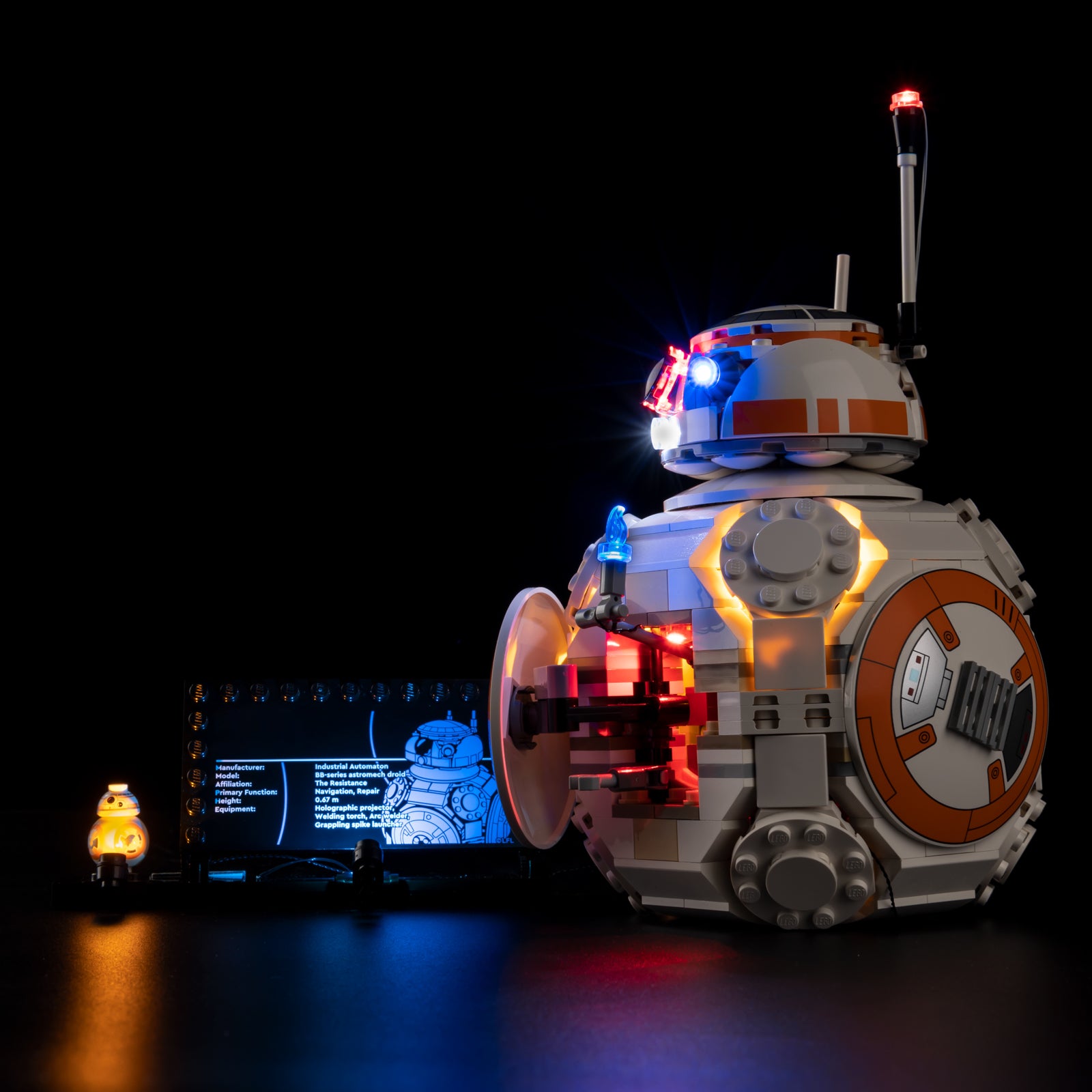 Front view of the assembled BB-8™ Astromech Droid LEGO lighting