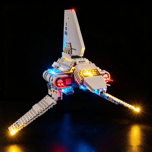 Front view of the assembled Imperial_Lambda-Class_Shuttle LEGO lighting