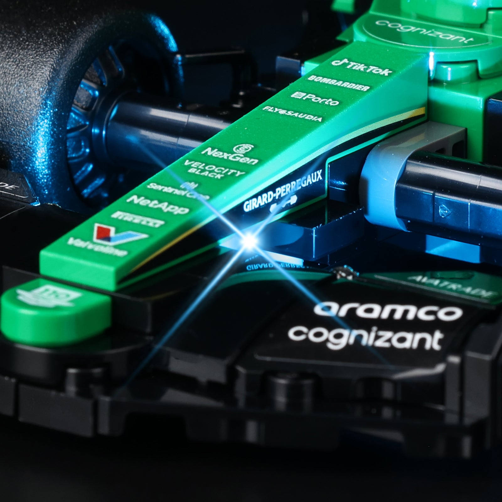 Aston Martin Safety Car and AMR23 76925 - close-up of headlight and front detail