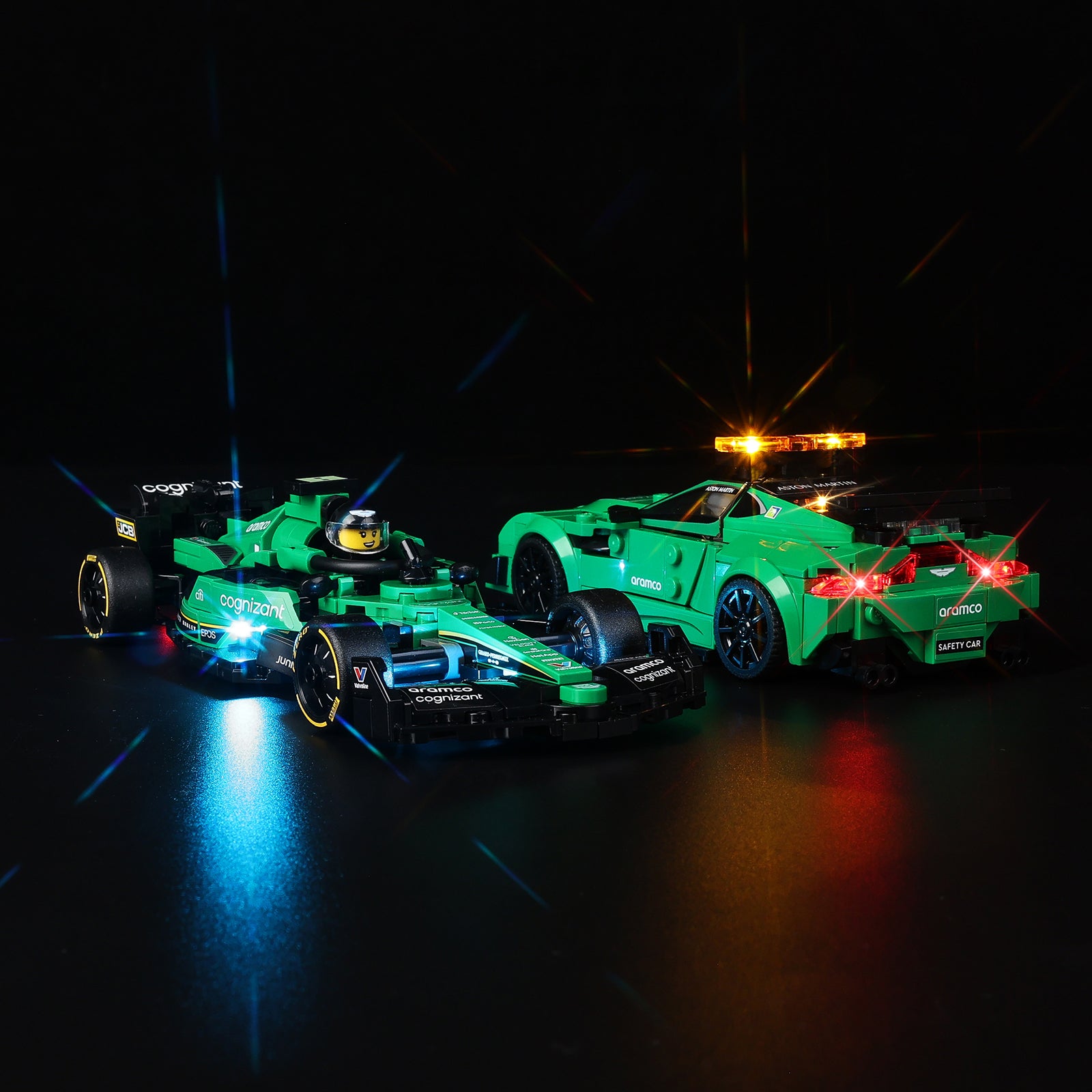 Aston Martin Safety Car and AMR23 76925 - second side angle, illuminated
