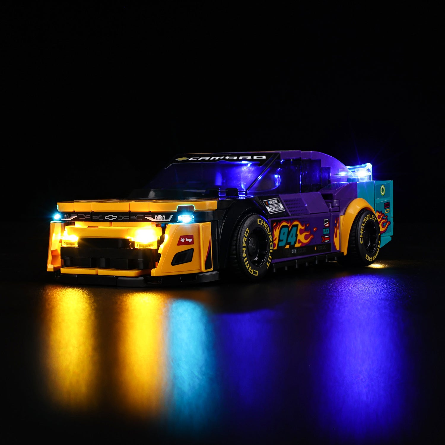 NASCAR Next Gen Chevrolet Camaro ZL1 76935 - lit with full glow, hero view