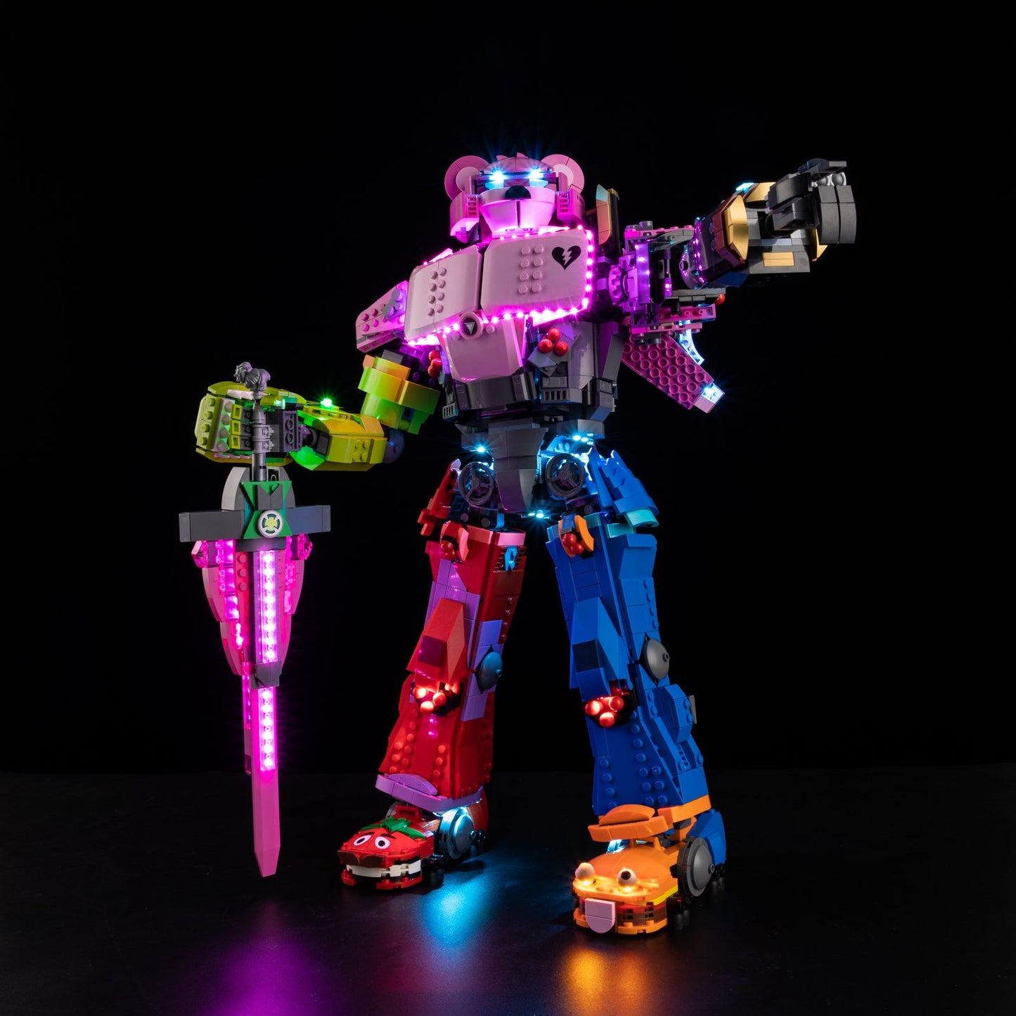 Light Kit For LEGO Mecha Team Leader 77078 - 77078-Mecha-Team-Leader-Mecha-Team-Leader-Mecha-Team-Leader-Mecha-Team-Leader-Mecha-Team-Leader-Mecha-Team-Leader-Mecha-Team-Leader-1-on (lights on)