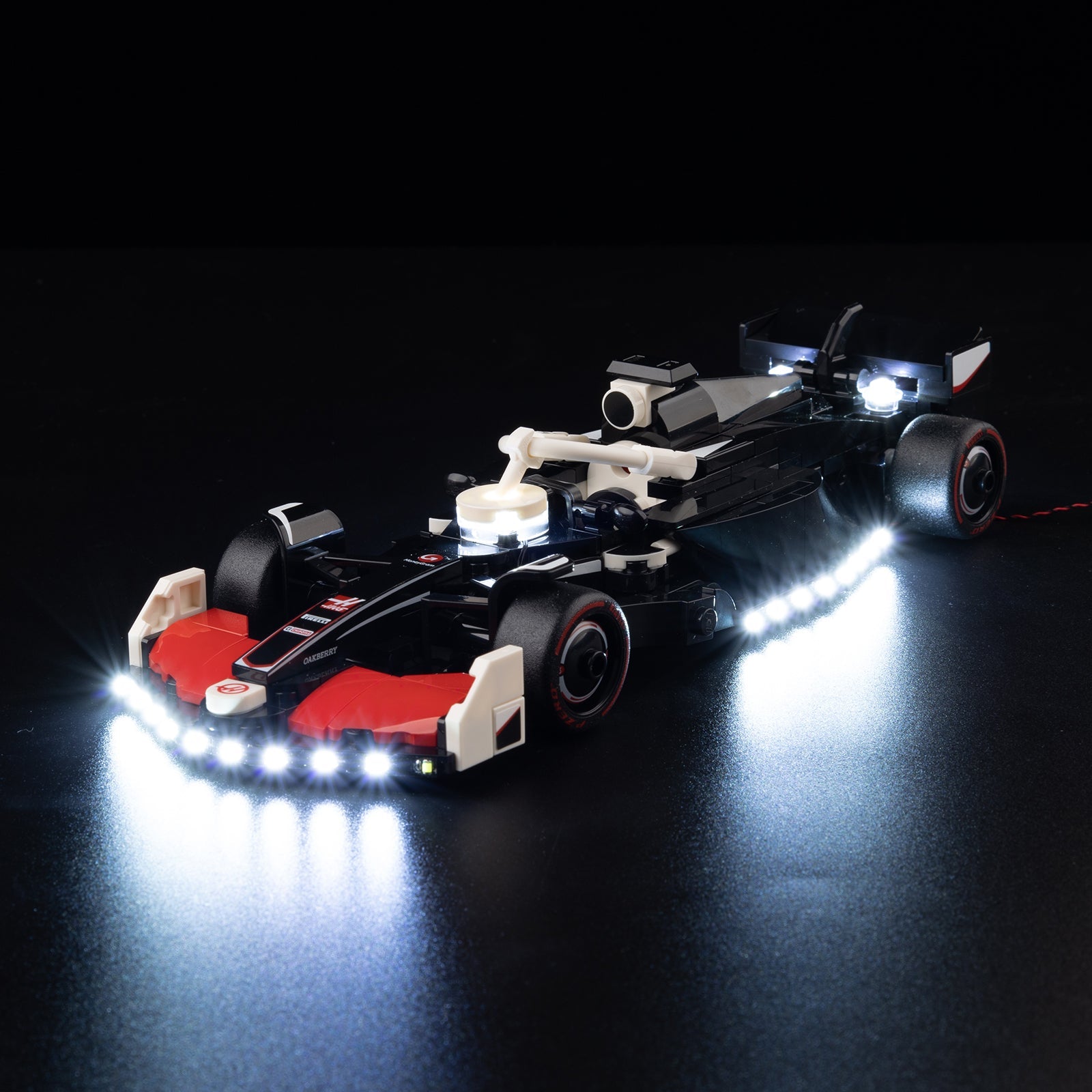 Light Kit For LEGO MoneyGram Haas F1 Team VF-24 77250 - 77250-Kick-Sauber-F1-Car-Kick-Sauber-F1-Car-Kick-Sauber-F1-Car-Kick-Sauber-F1-Car-Kick-Sauber-F1-Car-Kick-Sauber-F1-Car-Kick-Sauber-F1-Car-1-on (lights on)