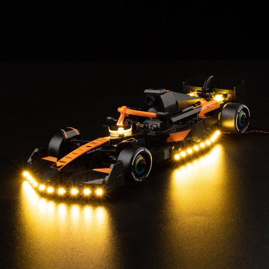 Light Kit For LEGO McLaren F1 Team MCL38 Race Car 77251 - 77251-Haas-VF-24-F1-Car-Haas-VF-24-F1-Car-Haas-VF-24-F1-Car-Haas-VF-24-F1-Car-Haas-VF-24-F1-Car-Haas-VF-24-F1-Car-Haas-VF-24-F1-Car-1-on (lights on)