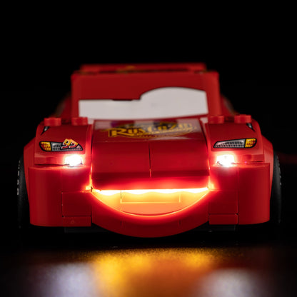 Light Kit for LEGO Lightning McQueen 77255 - rear spoiler detail with red glow effect