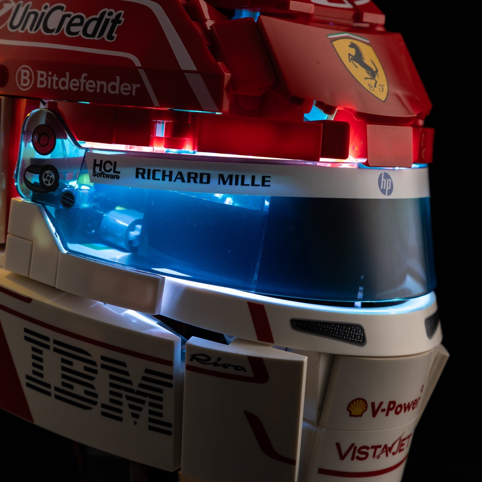 Light Kit For LEGO Charles Leclerc Helmet 43014 - 8-details-on-white