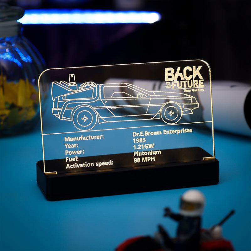 LED Light Acrylic Nameplate for Back to the Future Time Machine