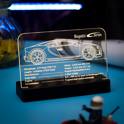LED Light Acrylic Nameplate for Bugatti Chiron #42083