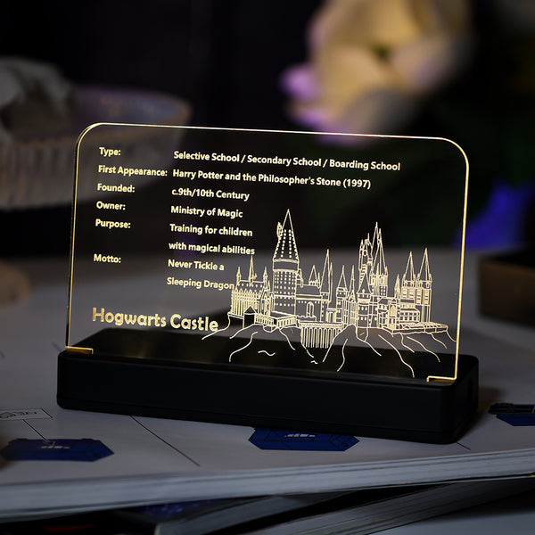 LED Light Acrylic Nameplate for Hogwarts Castle #71043