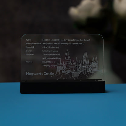 LED Light Acrylic Nameplate for Hogwarts Castle #71043