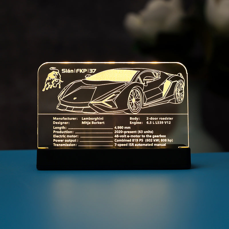 LED Light Acrylic Nameplate for Lamborghini Sián FKP 37