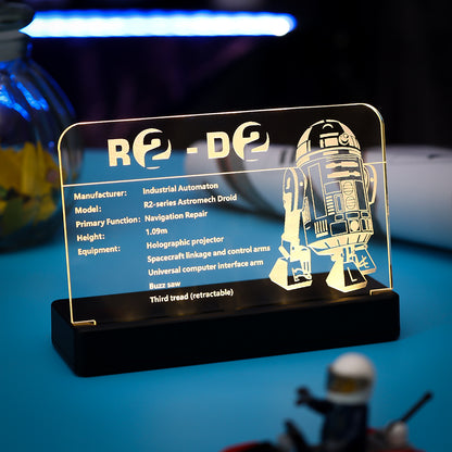 LED Light Acrylic Nameplate for R2-D2 #75308