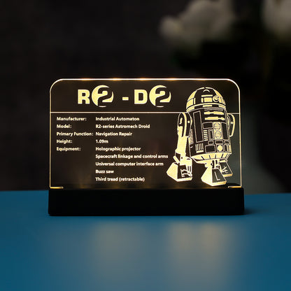LED Light Acrylic Nameplate for R2-D2 #75308