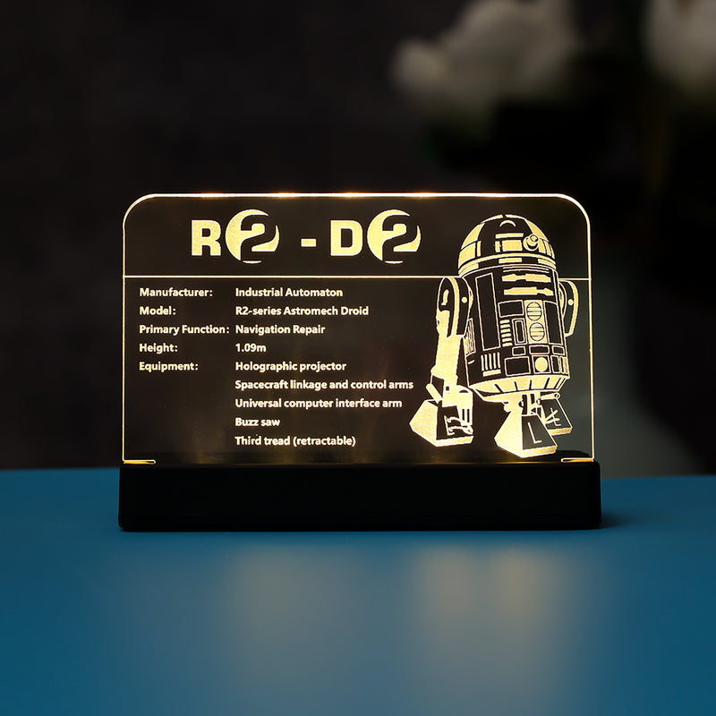 LED Light Acrylic Nameplate for R2-D2